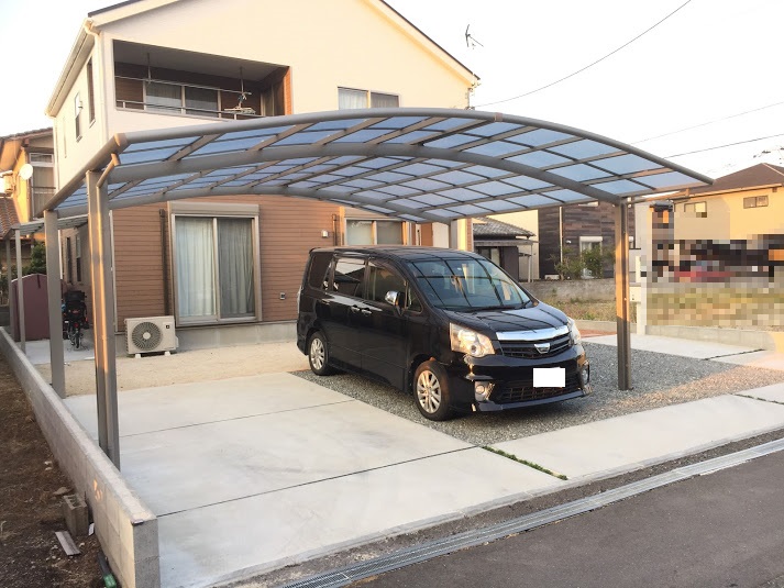 ゆったり2台用カーポート+テラス(自転車置き場)工事